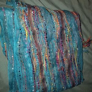 Blue/ multicolor thin scarf